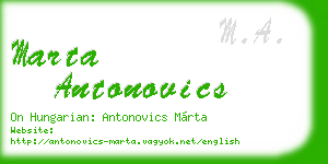 marta antonovics business card